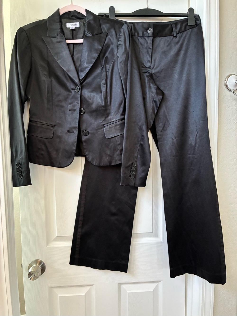 Isaac Mizrahi Black Satin Tuxedo Pantsuit
